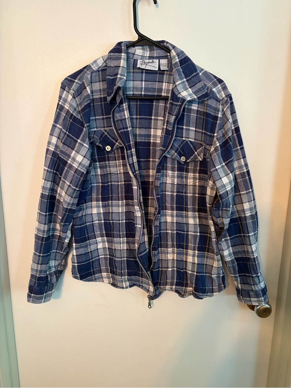 Papaya Blue and White Plaid Utility Jacket